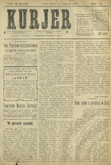 Kurjer / redaktor i wydawca Stanisław Korczak. - R. 3, nr 261 (13 listopada 1908)