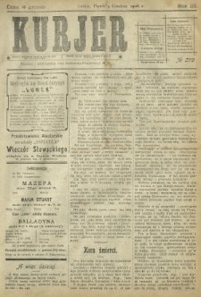 Kurjer / redaktor i wydawca Stanisław Korczak. - R. 3, nr 279 (4 grudnia 1908)