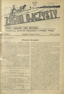 Zagon Ojczysty : organ Lubelskiej Izby Rolniczej poświęcony sprawom organizacji produkcji rolnej R. 2, Nr 8/9 (sierp./wrzes. 1945)