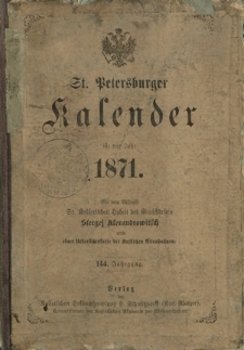 St. Petersburger Kalender für das Jahr 1871