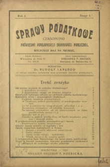 Sprawy Podatkowe : czasopismo poświęcone popularyzacji skarbowości publicznej / red. Rudolf Langrod. R. 1, z. 2 (1921)