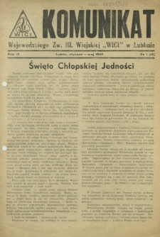 Komunikat Wojewódzkiego Zw. Mł. Wiejskiej "Wici" w Lublinie. R. 4, nr 1=15 (styczeń-maj 1948)