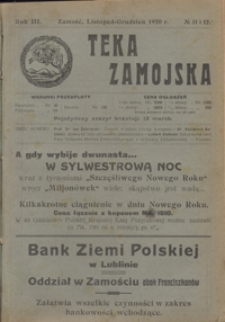 Teka Zamojska R. 3, nr 11 i 12 (list./grudz. 1920)
