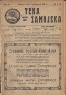 Teka Zamojska R. 4, nr 7 i 8 (lip./sierp. 1921)