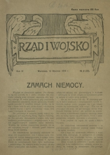 Rząd i Wojsko R. 4, Nr 2(33) (12 stycznia 1919)