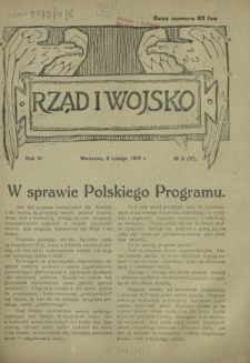 Rząd i Wojsko R. 4, Nr 6(37) (9 lutego 1919)
