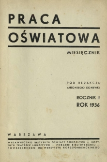 Praca Oświatowa : miesięcznik \ Instytut Oświaty Dorosłych [et al.]. R.2 (1936). Spis Artykułów z II Rocznika "Pracy Oświatowej" R. 1936