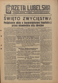 Gazeta Lubelska : niezależne pismo demokratyczne. 1945, nr 80 (9 maja)