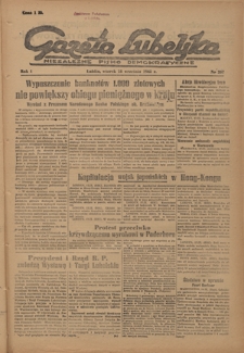 Gazeta Lubelska : niezależne pismo demokratyczne. R. 1, nr 207 (18 września 1945)