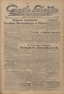 Gazeta Lubelska : niezależne pismo demokratyczne. R. 1, nr 229 (10 października 1945)