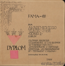 Festiwal Akademickiej Młodzieży Artystycznej (1-31 lipca 1968) - "Testament"