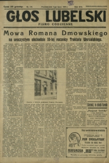 Głos Lubelski : pismo codzienne. R. 16, nr 176 (1 lipca 1929)