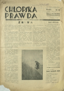 Chłopska Prawda. R. 13, nr 13 [i.e. 15] (1 sierpnia 1937)