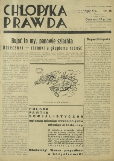 Chłopska Prawda. R. 14, nr 15 (31 sierpień 1938)