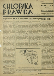 Chłopska Prawda. R. 14, nr 23 (31 grudnia 1938)