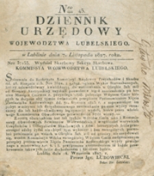 Dziennik Urzędowy Wojew&oacute;dztwa Lubelskiego 1827, Nr 45 (7 list.)