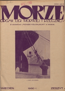 Morze : organ Ligi Morskiej i Rzecznej. R. 7, nr 4 (kwiecień 1930)