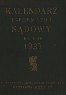 Kalendarz Informator Sądowy na rok 1937