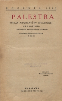 Palestra. Spis Rzeczy R. 2 (1925)