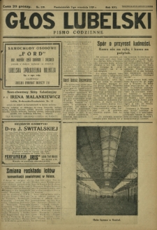 Głos Lubelski : pismo codzienne. R. 16, nr 239 (2 września 1929)