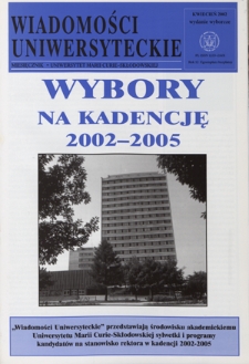 Wiadomości Uniwersyteckie R. 12 (kwiecień 2002), wydanie wyborcze