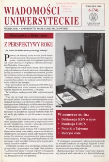 Wiadomości Uniwersyteckie R. 10, nr 6=74 (wrzesień 2000)