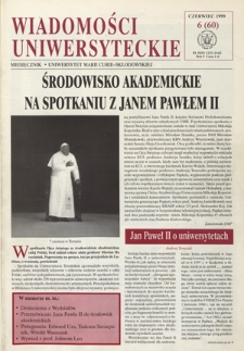 Wiadomości Uniwersyteckie R. 9, nr 6=60 (czerwiec 1999)