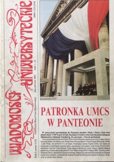 Wiadomości Uniwersyteckie / Uniwersytet Marii Curie-Skłodowskiej R. 5, nr 3=32 (maj-czerwiec 1995)