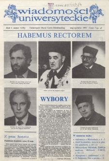Wiadomości Uniwersyteckie / Uniwersytet Marii Curie-Skłodowskiej R. 3, nr 4=20 (maj-czerwiec 1993)
