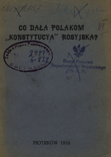 Co dała Polakom "konstytucja" rosyjska?