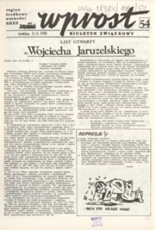 Wprost : biuletyn związkowy Nr 54 (3 list. 1981)