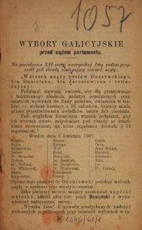 Wybory galicyjskie przed sądem parlamentu