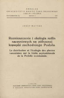 Rozmieszczenie i ekologia roślin naczyniowych na północnej krawędzi zachodniego Podola