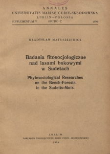 Badania fitosocjologiczne nad lasami bukowymi w Sudetach