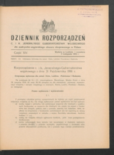 Dziennik Rozporządzeń c. i k. Jeneralnego Gubernatorstwa Wojskowego dla Austryacko-Węgierskiego Obszaru Okupowanego w Polsce 1916, Cz. 14 (3 list.)