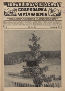 Die Ernährungswirtschaft = Gospodarka Wyżywienia. Jg. 1, nr 5 (20.12.1941)