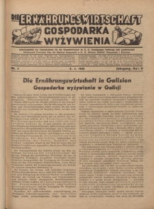 Die Ernährungswirtschaft t = Gospodarka Wyżywienia. Jg. 2, nr 1 (5.01.1942)