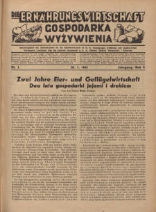 Die Ernährungswirtschaft t = Gospodarka Wyżywienia. Jg. 2, nr 2 (20.01.1942)