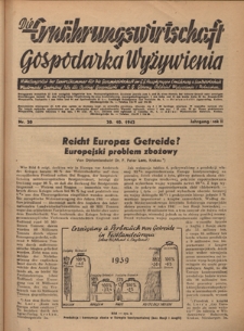 Die Ernährungswirtschaft t = Gospodarka Wyżywienia. Jg. 2, nr 20 (20.10.1942)
