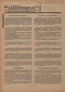 Mitteilungsblatt der Industrie und Handelskammer in Lublin = Biuletyn Informacyjny Izby Przemysłowo-Handlowej w Lublinie. - 1942, nr 1 (Januar)