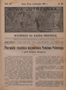 Nowa Jutrzenka : wychodzi na każdą niedzielę R. 12, Nr 46 (16 listopada 1919)