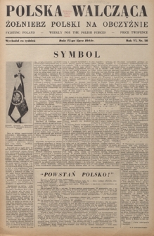 Polska Walcząca - Żołnierz Polski na Obczyźnie = Fighting Poland : weekly for the Polish Forces. R. 6, nr 28 (1915 lipca 44)