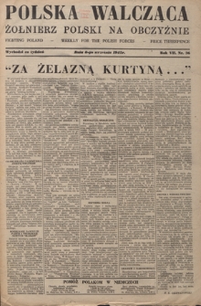 Polska Walcząca - Żołnierz Polski na Obczyźnie = Fighting Poland : weekly for the Polish Forces. R. 7, nr 36 (8 września 1945)