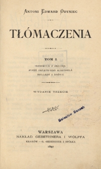 Dziewica z Jeziora ; Pieśń ostatniego Minstrela : [poema Waltera Skotta w sześciu pieśniach] ; Ballady i baśnie
