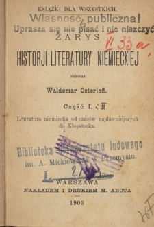Literatura niemiecka od czasów najdawniejszych do Klopstocka