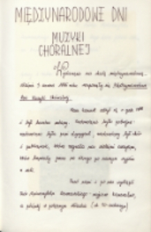 Międzynarodowe Dni Muzyki Chóralnej, [Lublin, 3-5.05.1995 r.]