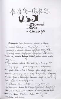 USA - Miami, Erie, Chicago, 15.11.-6.12.99