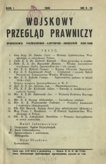 Wojskowy Przegląd Prawniczy. R. 1, z. 8-10 (październik-listopad-grudzień 1928)
