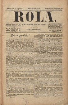 Rola : pismo tygodniowe, społeczno-literackie R. 13, Nr 2 (31 grudnia/12 stycznia 1894/1895)