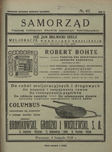 Samorząd : tygodnik poświęcony sprawom samorządu terytorialnego. R. 10, nr 45 (4 listopada 1928)